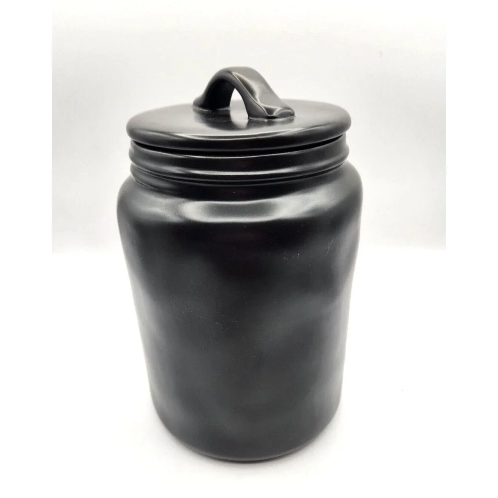 Rae Dunn Artisan Collection Trick For Dog Treats Black Jar Halloween Looks Great